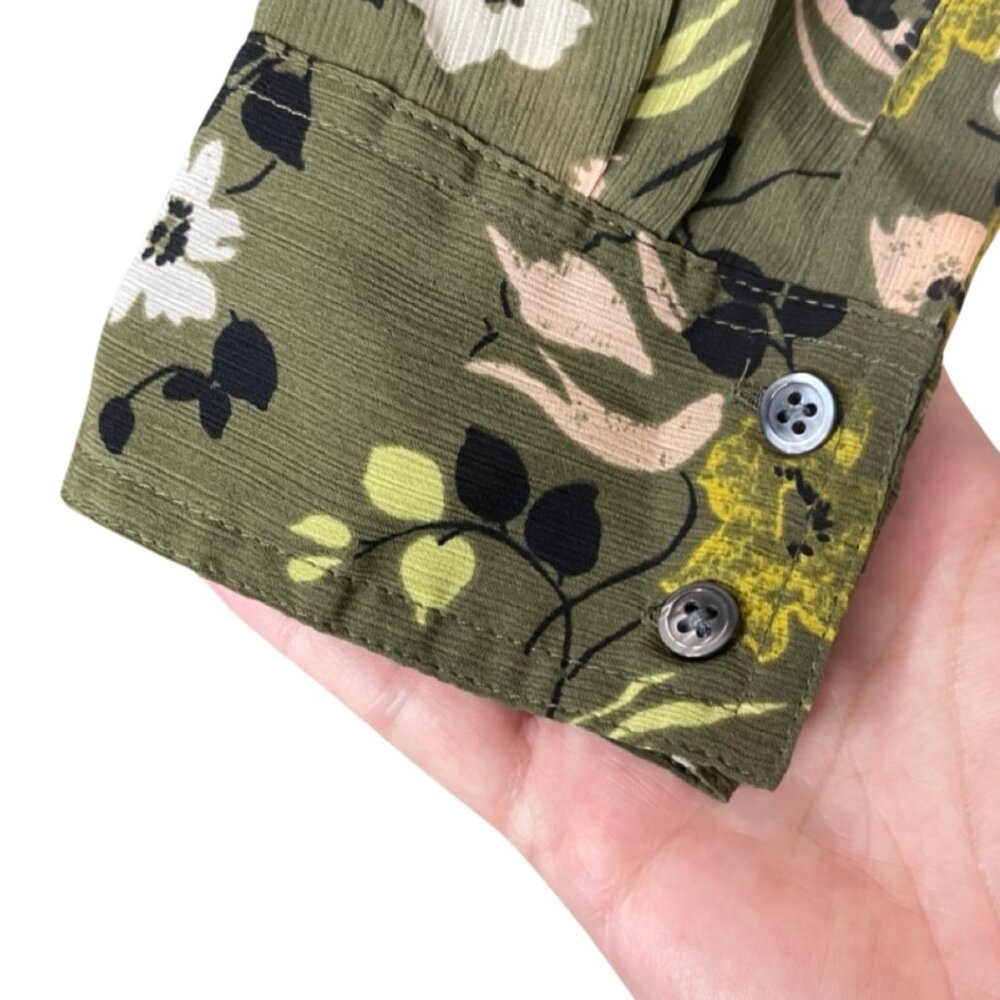 MADEWELL | Olive Green Floral Cinched Waist Wildblooms Midi Dress | Size XXSP - Picture 6 of 14